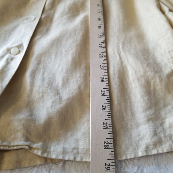Ann Taylor 100% Linen Shirt Womens Size Medium Tan Long Sleeve - Picture 7 of 7